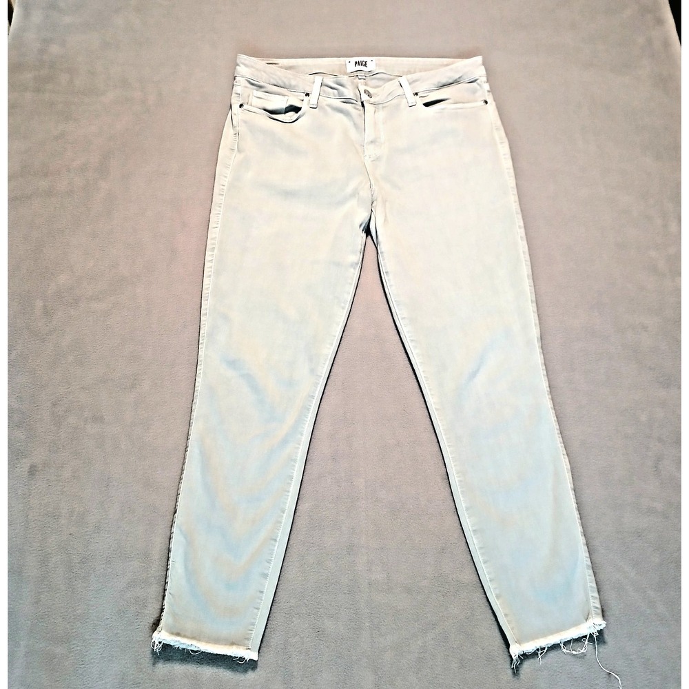 PAIGE Verdugo Ankle Jeans Women Blue Size 32 Cotton‎ Blend Stretch Raw Hem